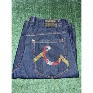 Y2K Embroidered Corked Vintage Baggy Jean Shorts Men’s 40/15 Streetwear